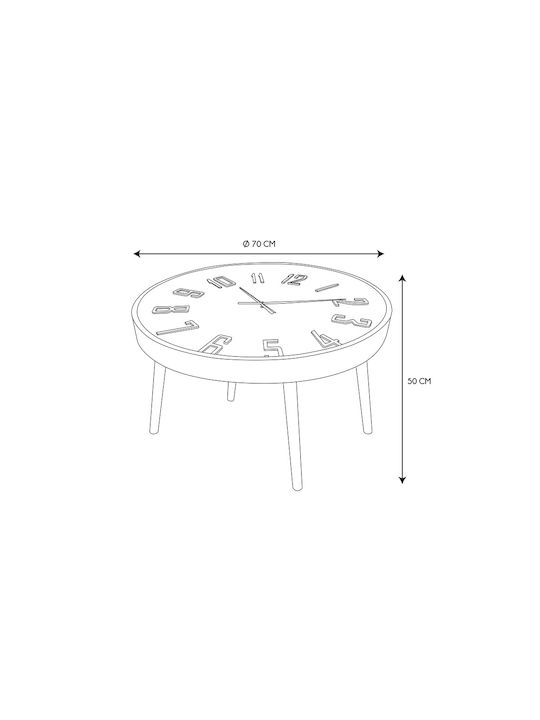 Round Side Coffee Table Made of Black Solid Wood W70xL70xH50cm