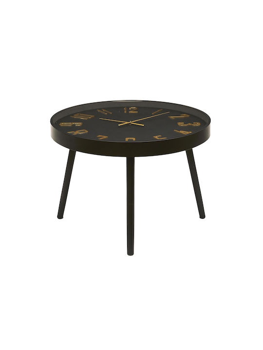 Round Side Coffee Table Made of Black Solid Wood W70xL70xH50cm