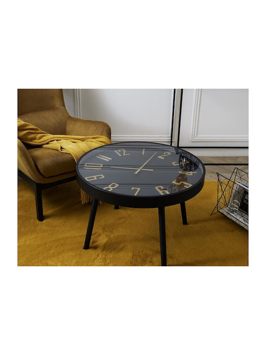 Round Side Coffee Table Made of Black Solid Wood W70xL70xH50cm