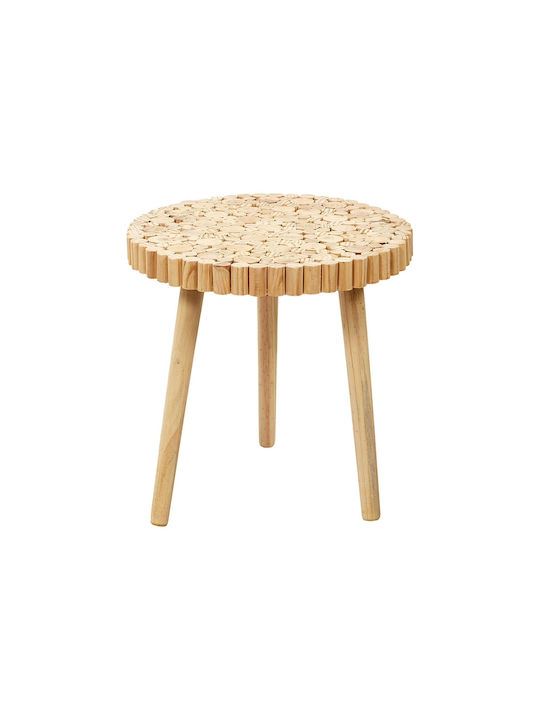 Round Side Table Made of Solid Wood Brown 2 Pieces M40xD40cm