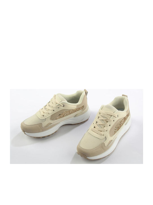 Damen Flatforms Sneakers Beige