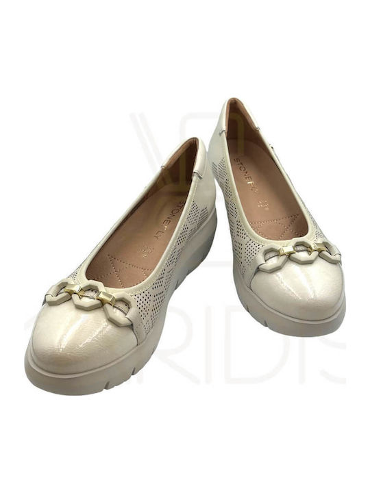 Leather Ballerinas Beige