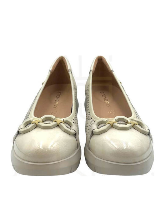 Leather Ballerinas Beige
