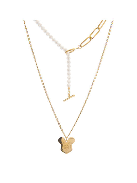 Mickey Necklace Mn4324-64 Gold