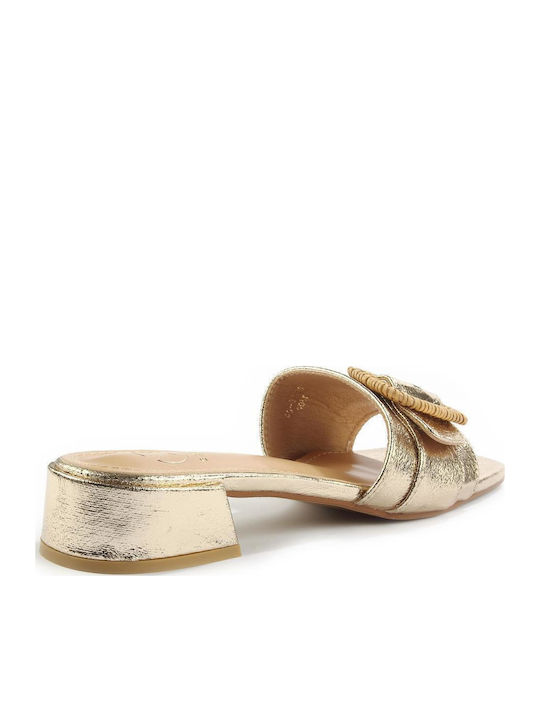 Mule Διακοσμητική Τετραγωνη Αγκράφα Μπαμπού Fshoes Gg82.16 Fshoes Χρυσο