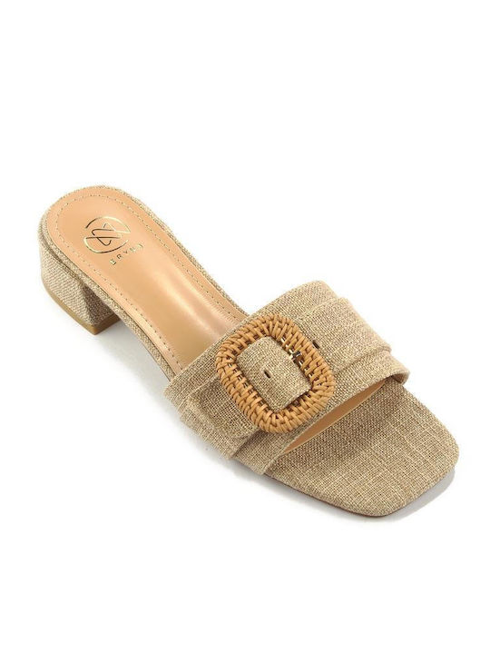 Mule Decorative Square Buckle Bamboo Fshoes Gg82.02 Fshoes Beige