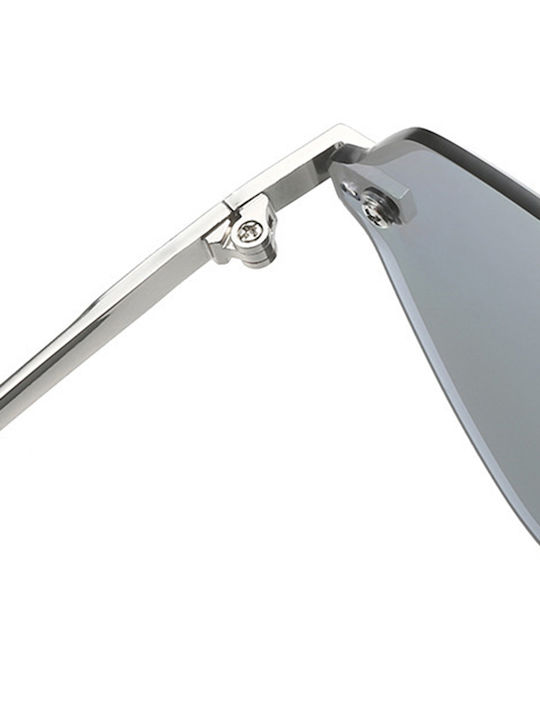 Techsuit Women's Sunglasses with Silver Metal Frame and Purple Gradient Mirror Lens