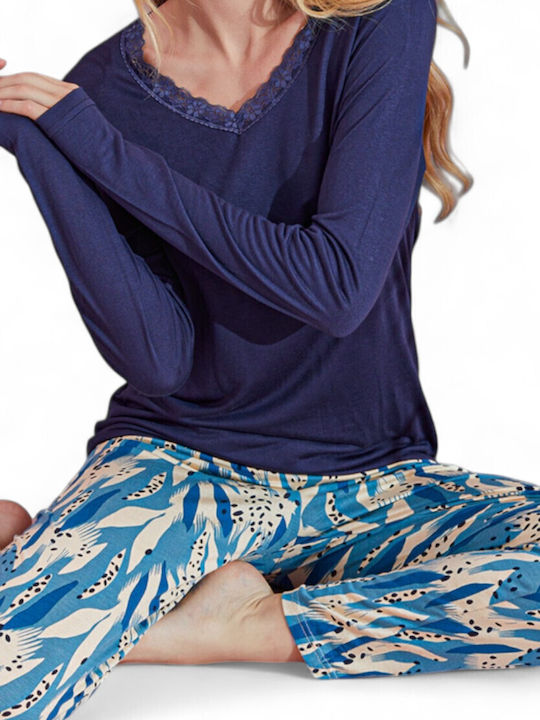 PijaMood Winter Women's Pyjama Set Blue
