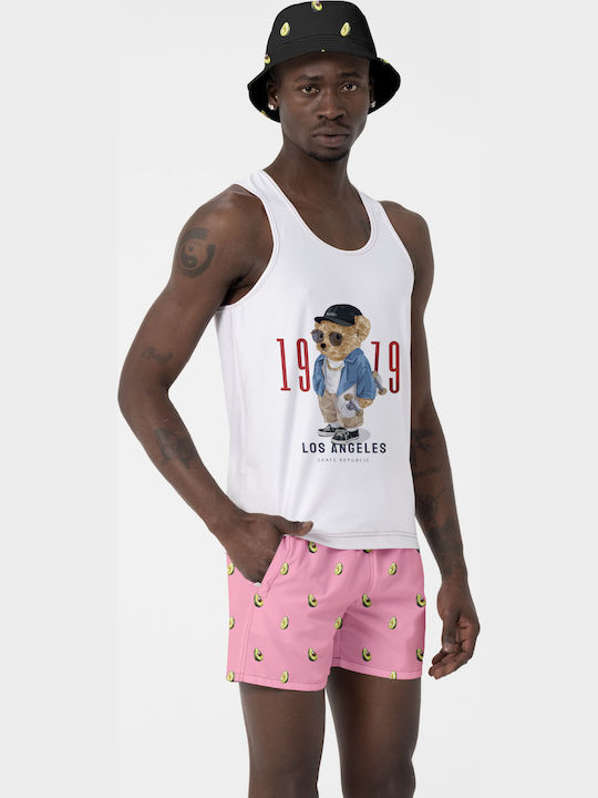 Miami Beach Men's Swim Trunks Pink Avocado Design 226 Pink Miami Beach Men's Swim Trunks Pink Avocado Design 226 Pink