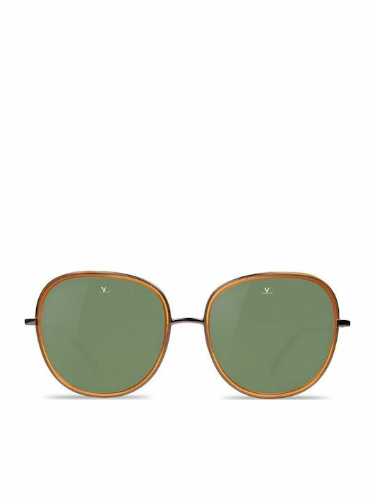 Women's Sunglasses with Brown Frame and Green Lens