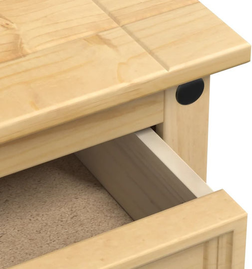 Κομοδίνο Ξύλινο με Μεταλλικά Πόδια Μπεζ 45x35x64cm