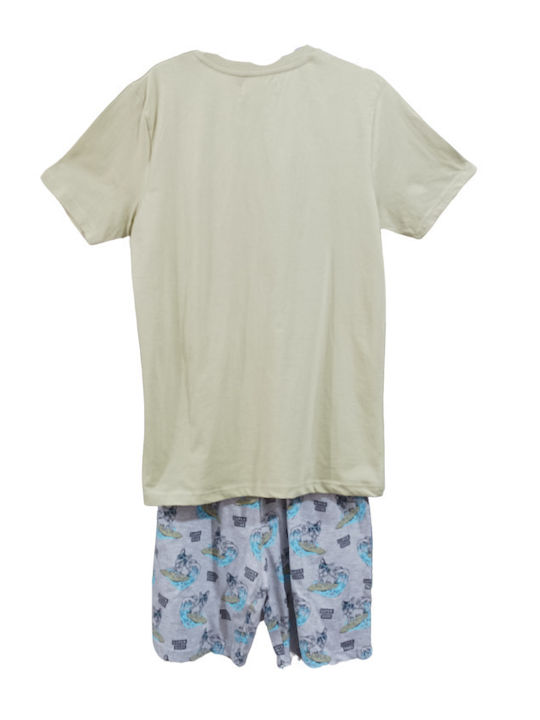 MEI Men's Summer Cotton Pajamas Set Pistachio