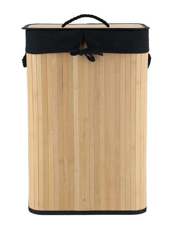 Spitishop Laundry Basket Bamboo with Cap 40x30x60cm Black