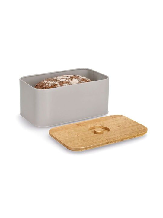 Spitishop Metallic Bread Box with Lid Beige 30x18x14cm