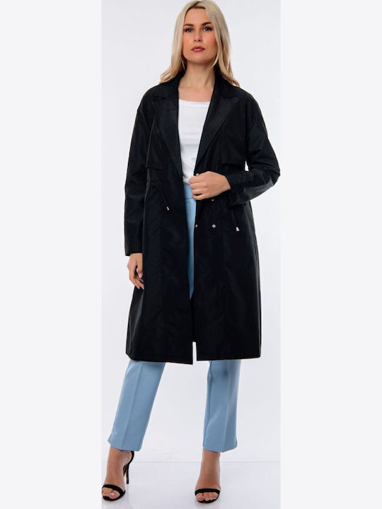 Femeie black Palton cu Nasturi