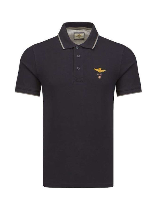 Aeronautica Militare Herren Kurzarmshirt Polo Blue Navy