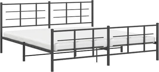 Bett King Size Metall Schwarz mit Latten für Matratze 193x203cm
