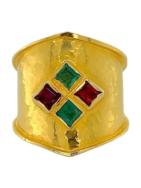 Xryseio Ring with Stones made of Gold 18K