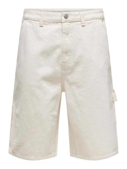 Only & Sons Men's Shorts Cargo Ecru