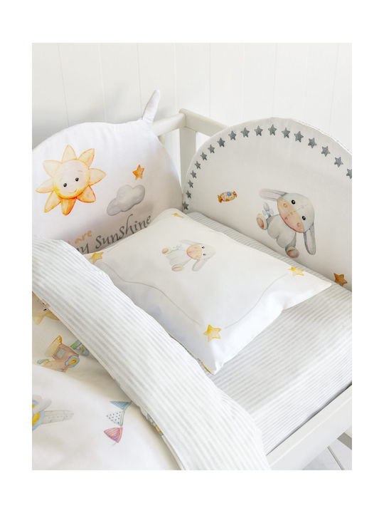 Nima Baby Sheets Set Crib Cotton Fitted White-Multi 70x170cm 3pcs