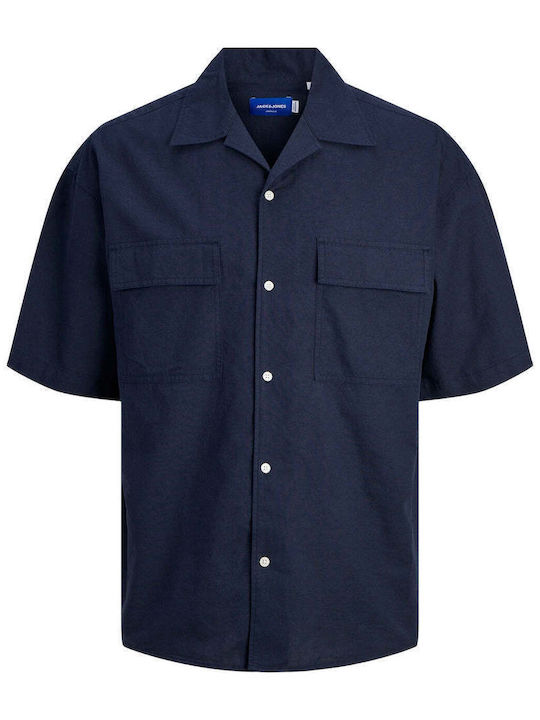 Jack & Jones Resort Men's Shirt Short Sleeve Cotton Navy Blazer