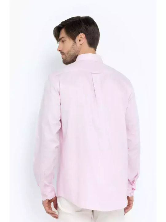 Long Sleeve Cotton Shirt Regular Fit Pink
