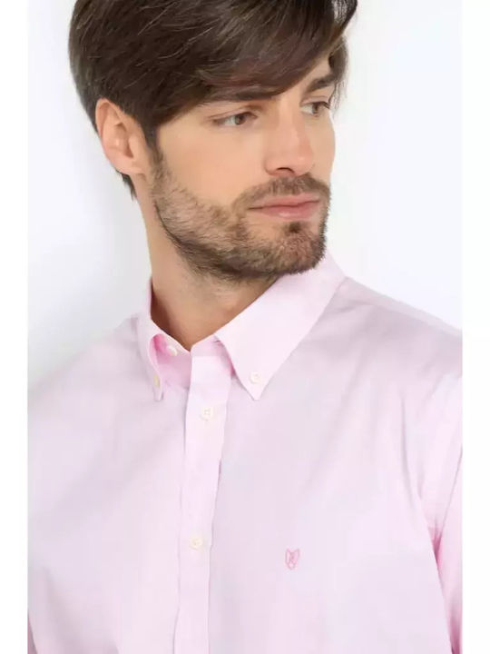 Long Sleeve Cotton Shirt Regular Fit Pink