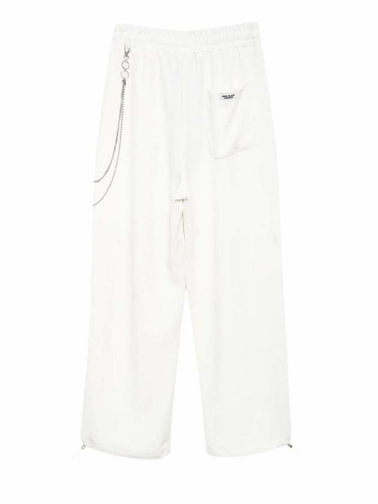 Mod Wave Movement Men's Sweatpants with Rubber White