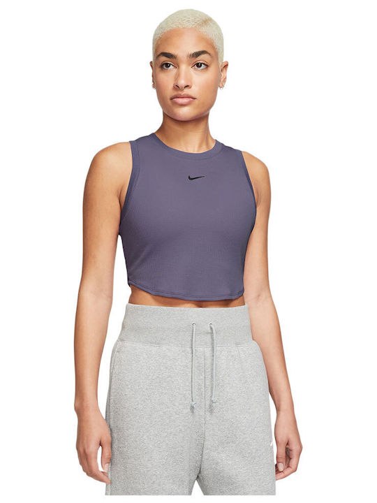 Sportswear Γυναικείο Αθλητικό Crop Top Αμάνικο Μωβ