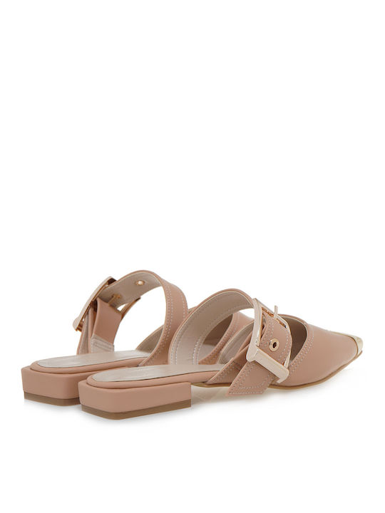 Pantofi Mules Dama Flat Bej Culoare Full Face