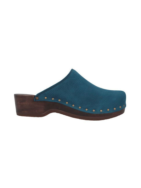 Berkemann 00407-389 Damen Leder Anatomische Clogs Blau