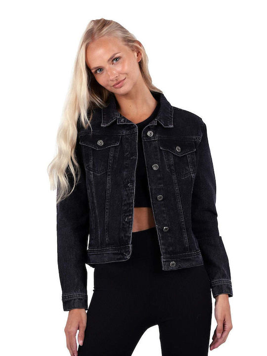 X-love X-love Women's Short Jean Jacket for Spring or Autumn Black