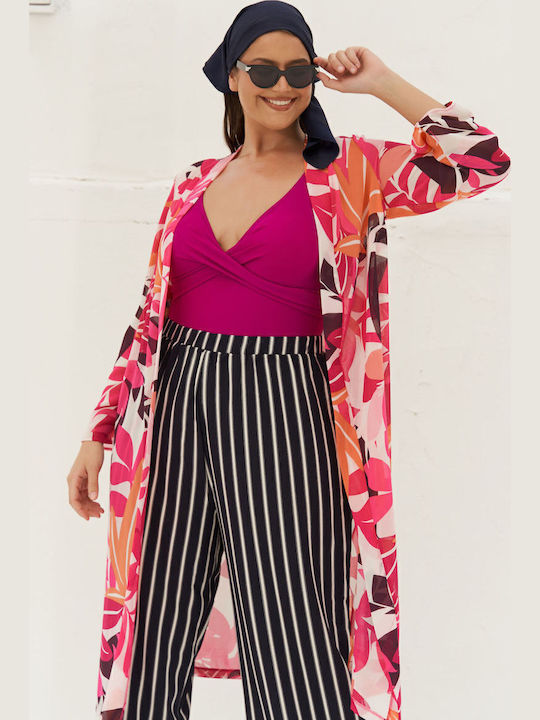 Jucita Damen Maxi Kimono Strand Rosa