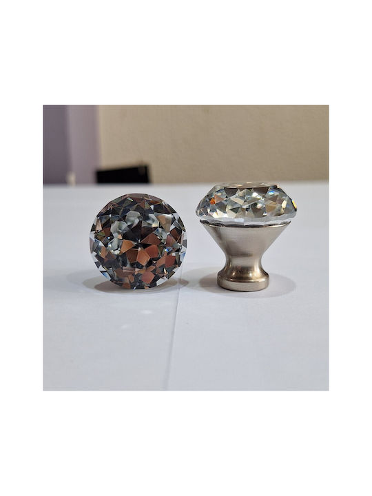 ACM Knob Furniture made of Metallic & Zamak & Crystal Nickel matt 30mm (Center Distance 30mm) 11851 1pcs