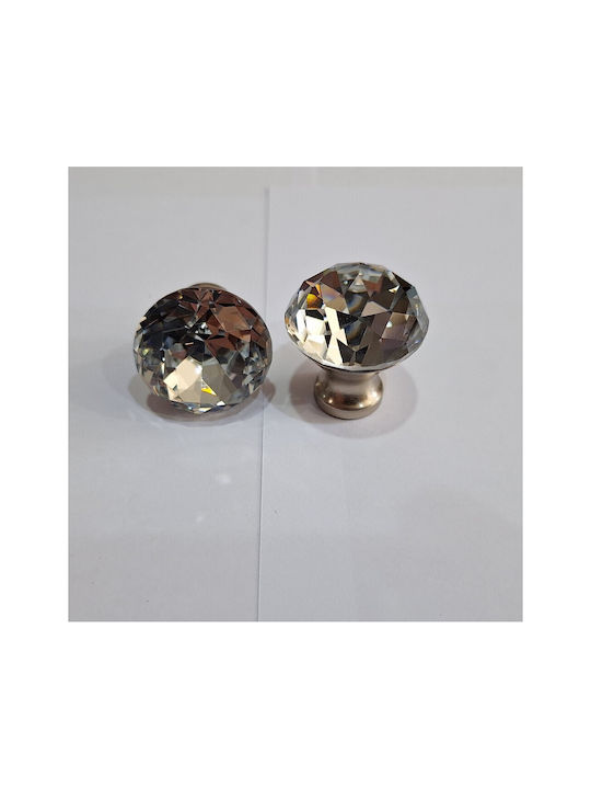 ACM Knob Furniture made of Metallic & Zamak & Crystal Nickel matt 30mm (Center Distance 30mm) 11851 1pcs
