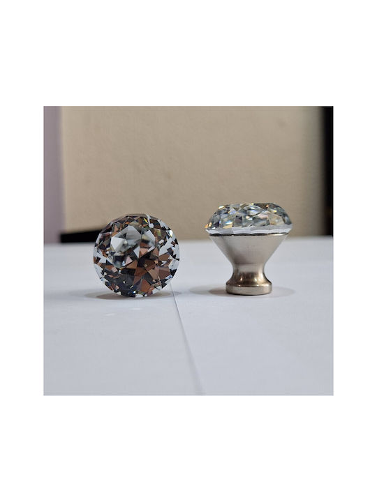 ACM Knob Furniture made of Metallic & Zamak & Crystal Nickel matt 30mm (Center Distance 30mm) 11851 1pcs