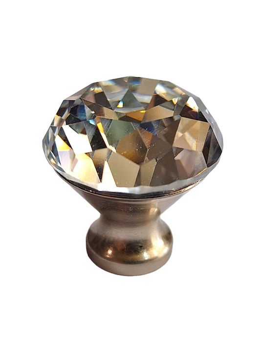 ACM Knob Furniture made of Metallic & Zamak & Crystal Nickel matt 30mm (Center Distance 30mm) 11851 1pcs