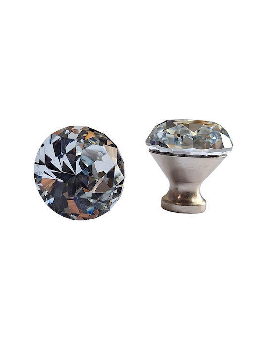 ACM Knob Furniture made of Metallic & Zamak & Crystal Nickel matt 30mm (Center Distance 30mm) 11851 1pcs