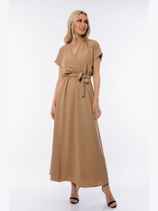 Maxi Kleid Wickel Beige