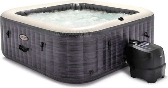 Intex Bubble Massage Τετράγωνη Πισίνα PVC 795lt Φουσκωτή με Υδρομασάζ 175x175x71εκ. Γκρι