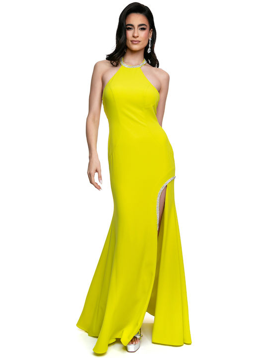 RichgirlBoudoir Maxi Evening Dress with Slit Yellow