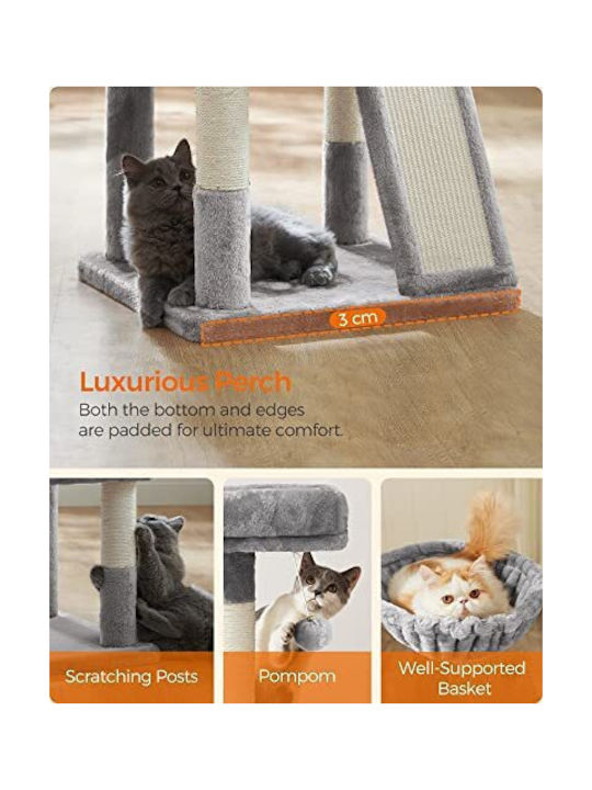 Feandrea Scratching Post Cat Trees Gray 4 levels 50x40x110cm