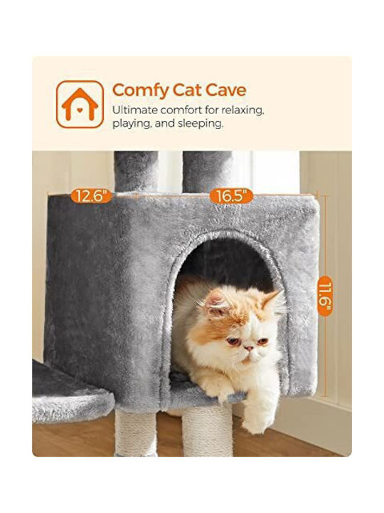 Feandrea Scratching Post Cat Trees Gray 4 levels 50x40x110cm