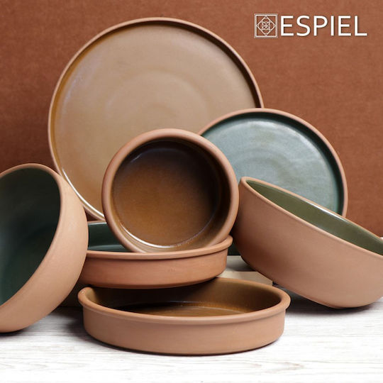 Espiel Step Plate Shallow Ceramic Green with Diameter 21cm