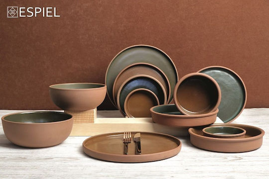 Espiel Step Plate Shallow Ceramic Green with Diameter 21cm