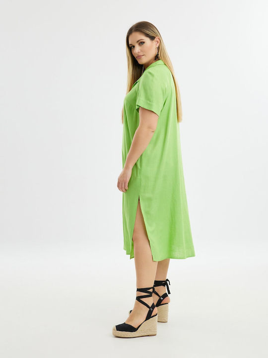 Mat Fashion Shirt Dress Dress Green