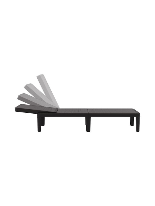 Deckchair Plastic with Cushion Black 159x57x83.5cm.