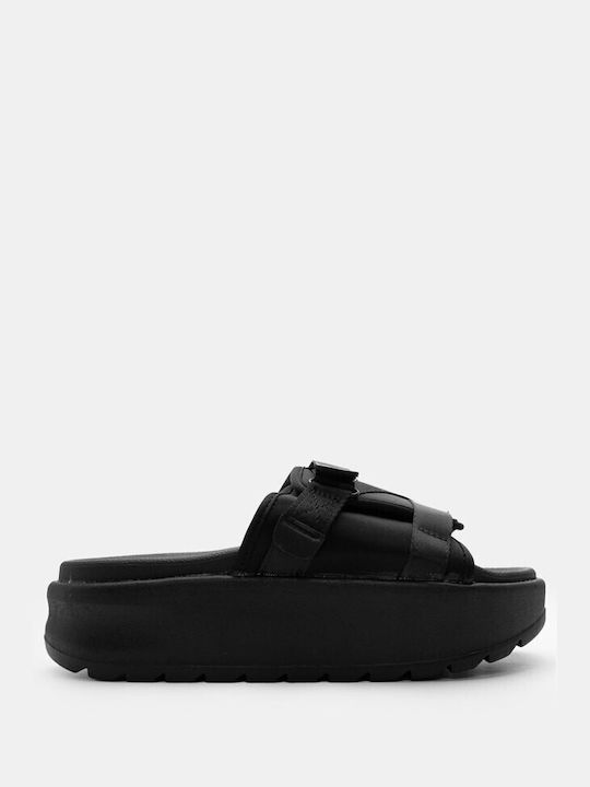 Luigi Women's Flat Sandals Flatforms in Black Color