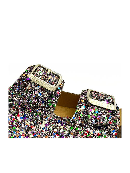Leather Women's Anatomic Glitter Multicolour Sandals