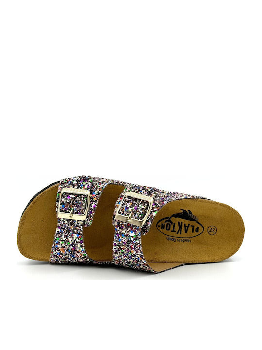 Leather Women's Anatomic Glitter Multicolour Sandals